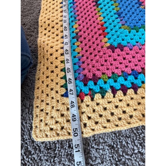 Handmade Afghan Crocheted Blanket lap or throw Colorful Square - Picture 3 of 7